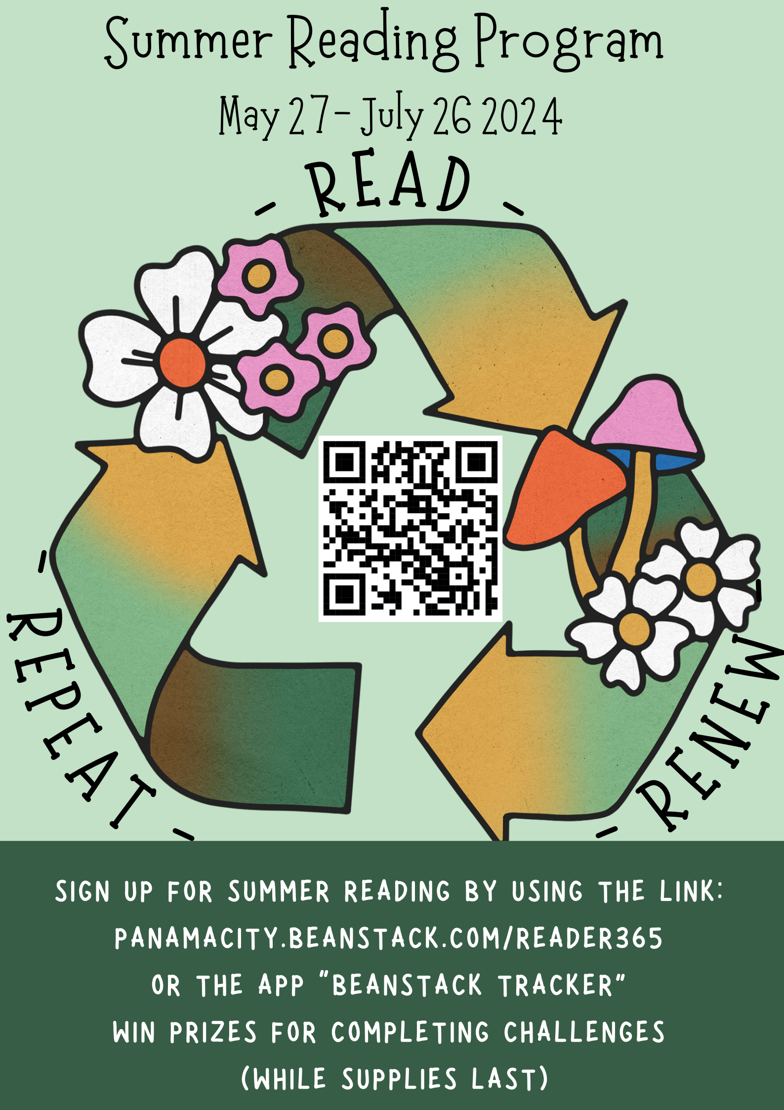 Green Illustrated Reduce Reuse Recycle 3Rs Flowers Poster.png
